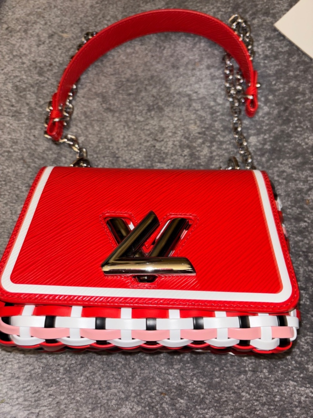 Louis Vuitton Red and White Twist Chain Shoulder Bag